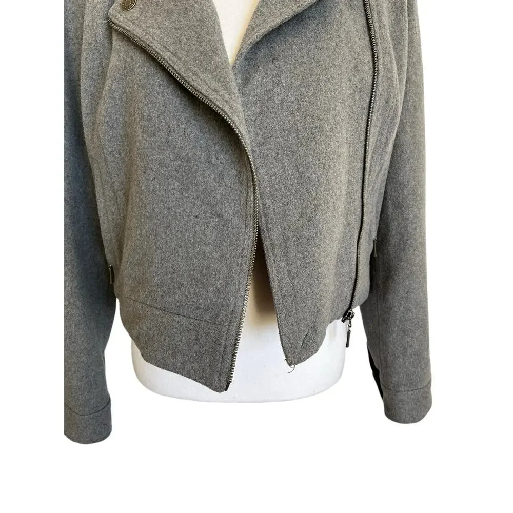 Aeropostale Moto Jacket Women's Size L Large Gray Wool Blend Lined